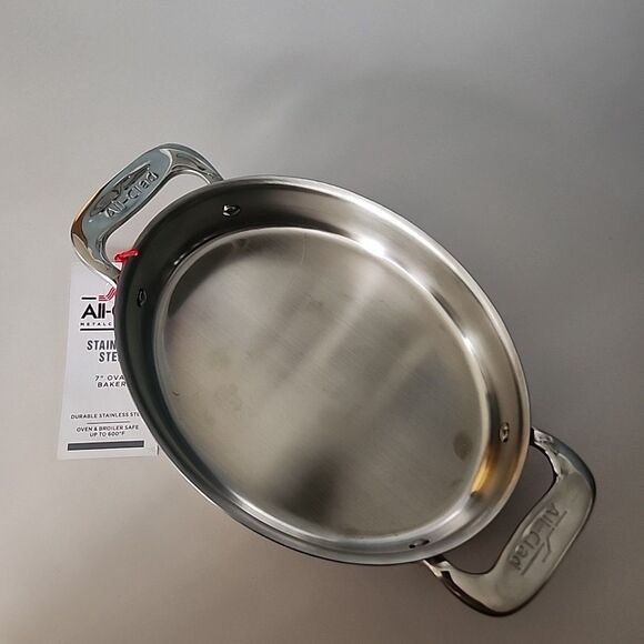 All-Clad 7 inch Oval Mini Baker Stainless Steel NEW - Picture 2 of 8